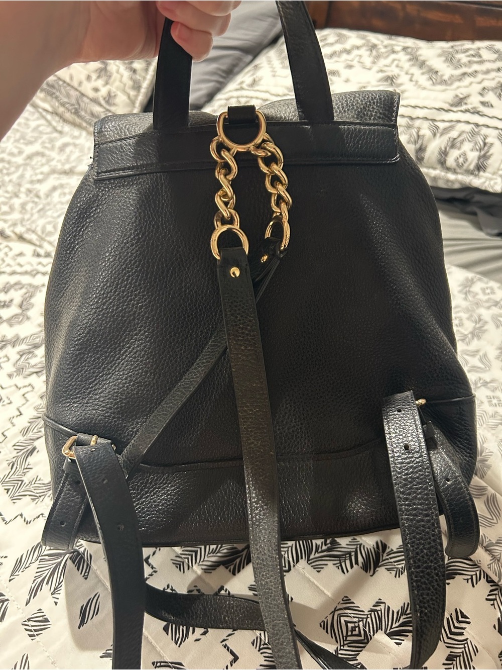 Coach Black Pebbled Leather Grommet Drawstring Backpack - Picture 9 of 11
